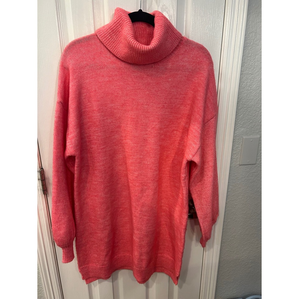 Show Me Your Mumu Chester Sweater Dress Hot Pink Knit Turtleneck Oversized Mini